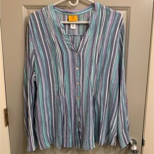 Ruby Rd Size XL striped button down top